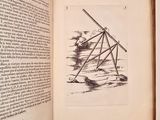 un livre ouvert sur lequel figure le dessin d'un bateau dans l'eau
