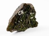 a close up of a rock covered in moss on a white surface