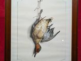 une photo encadrée représentant un oiseau, exposée dans un musée