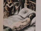 a picture of a painting of a man laying in a bed