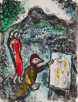 une image représentant un dessin d'une femme et d'un homme en robe rouge