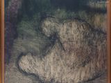 tableau représentant un cœur dans un cadre en bois accroché au mur