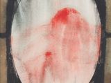an image of a painting of a red circle on a brown background