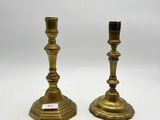 pair of antique brass candlesticks