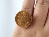 a person holding a gold coin in their hand