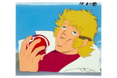 an image of a cartoon of a man eating an apple
