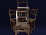 a wooden chair with a wooden seat and a wooden seat on a dark blue background