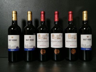 Lot de 12 bouteilles de vin rouge dont : Château Reynaud Lac…