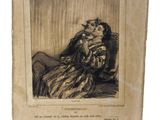 un vieux livre avec l'image d'une femme et d'un chat
