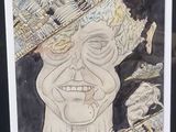 tableau représentant un homme coiffé d'un chapeau et tenant une cigarette à la bouche