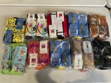 many different types of socks in a plastic container
