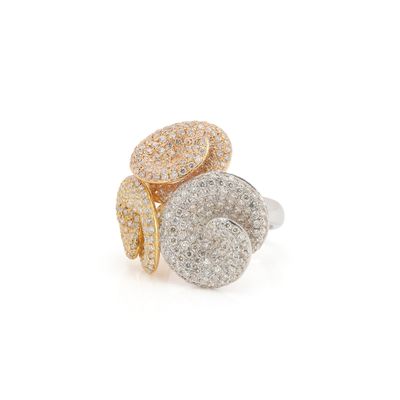 Travail contemporain Bague « Tourbillon » trois ors 750‰, ch…
