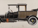 dessin d'une vieille voiture de type « Model T » sur fond blanc