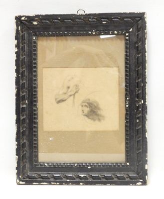 an old picture of a pair of shoes hanging on a wall