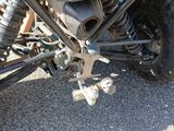 a close up of a motorcycle with a big tire