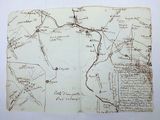 an old map of a small town on a piece of paper with writing on it