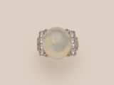 an oplite and diamond ring