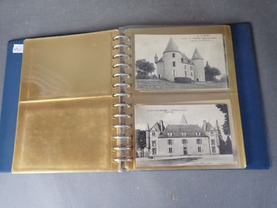two old photos of a house in a book