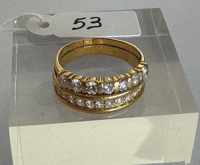 Bague double Alliances en or jaune, sertie de 19 diamants ta…