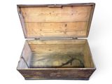 a wooden box with a lid that is open on a white surface