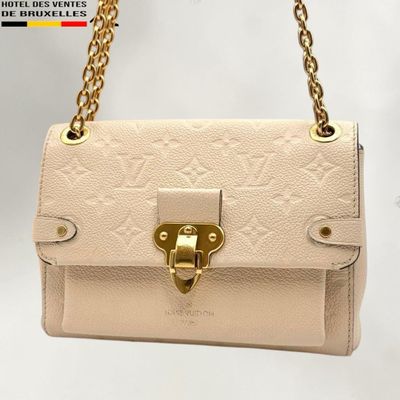 louis vuitton beige leather shoulder bag with gold hardware