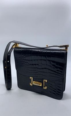Sac à main carré en cuir façon crocodile