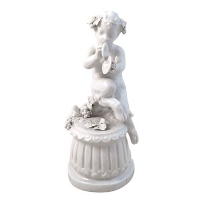 FAUNE aux cymbales, sujet en faïence