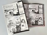 two pages of comics on a table with a pencil