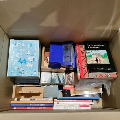 Carton d'environ 23kg de goodies et accessoires tirés des Aventures de