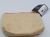 a small purse with a red zipper on it