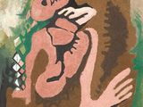 une image représentant un tableau d'une femme tenant une fleur à la main