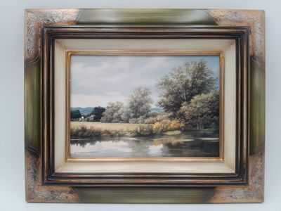 Michel TRAPEZAROFF (1947). Paysage à la rivière. Huile sur t…