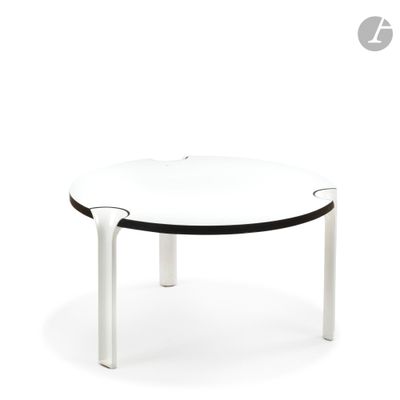 an image of a white coffee table with a black top