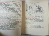 an open book with a drawing of a man and a woman
