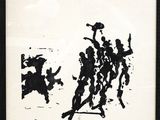 une image représentant une affiche en noir et blanc sur laquelle figure un groupe de personnes