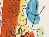 an image of a painting of a man and a woman sitting on a bench