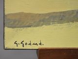 an image of a painting of a landscape with a yellow sky