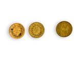trois pièces d'or, dont une souveraine et une autre souveraine
