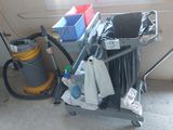 an image of a cleaning cart in a garage