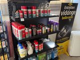 a display of various cleaning products in a store