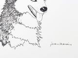 a drawing of a husky dog with his tongue hanging out