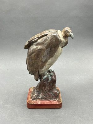 Émile MULLER - Vautour, grès émaillé signé "E.MULLER" et "F.…