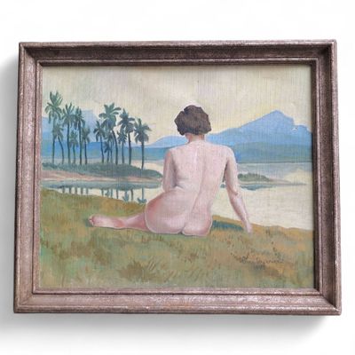 Hubert Léon TOURNIER (1906-?) Nu dans un paysage méditerrané…