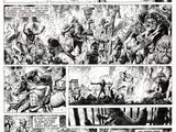 a black and white page from a comic strip with a picture of a man on horseback