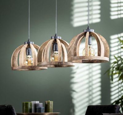 Suspension 3 lampes en manguier naturel - AMP, dimensions: 1…
