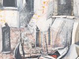 a painting of a gondola on a city street