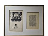 a black and white photo of two framed pictures of a dog