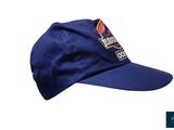 the hat is blue and has a pepsi logo on it