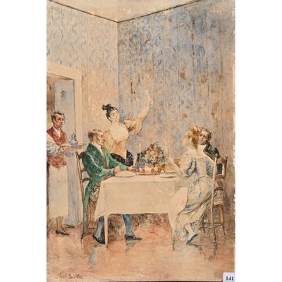 une image représentant un tableau où l'on voit des personnes assises autour d'une table