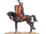 statue of a knight on a horse with a sword and shield